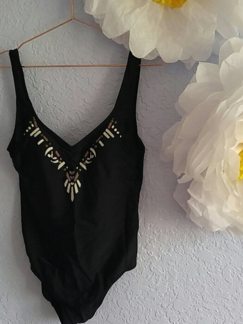 Christina SZ M Vtg Black Shiny Tummy Trimmer One Piece Swim Suit